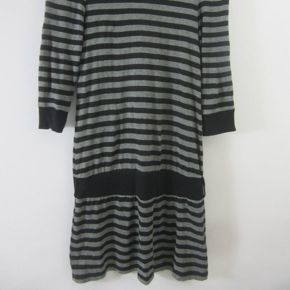 Juicy Couture Womens S Gray Black Striped Modal Knit Dress Turtleneck 3/4 Sleeve - Picture 7 of 8